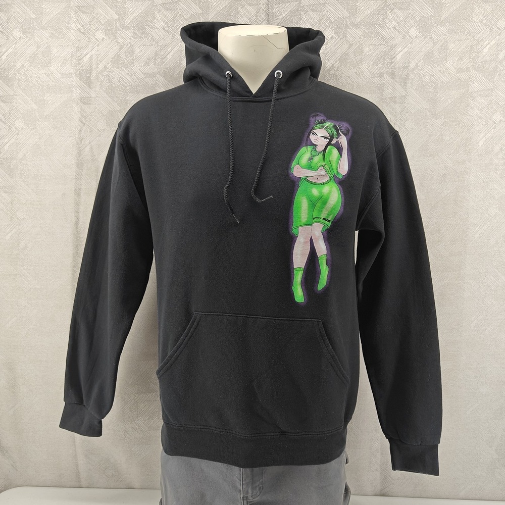Billie Eilish x Soto Hoodie Adult Medium Black Graphic Print Lash Music Pullover